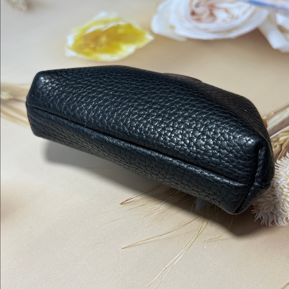 🦆 DOONEY & BOURKE ELEGANT BLACK TAN LEATHER COIN POUCH KISSLOCK PURSE VINTAGE - Picture 5 of 8